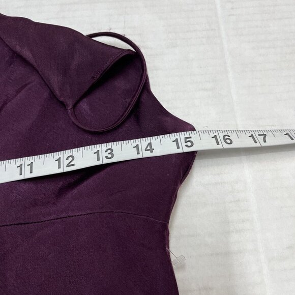 Allen Schwartz Slip Dress 4 Purple Satin Midi Asymmetrical Ruffle Fairy Prom Y2K - Picture 6 of 10